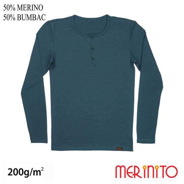 Bluza barbati Merinito Buttons 200g 50% lana merinos 50% bumbac