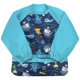 Bavetica multifunctionala cu maneci lungi - Green Sprouts - Navy Pirates 2T-4T